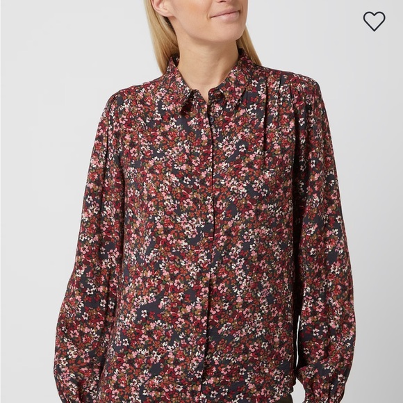 Fransa Frisa Blouse Size M Floral Print Bordeaux - Picture 14 of 14